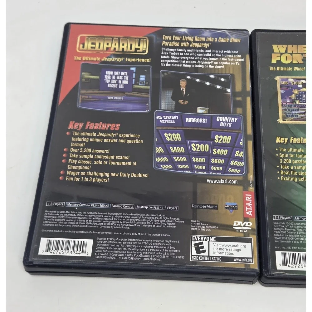 Jeopardy! & Wheel of Fortune PS2 Game Show Bundle Complete Atari 2003